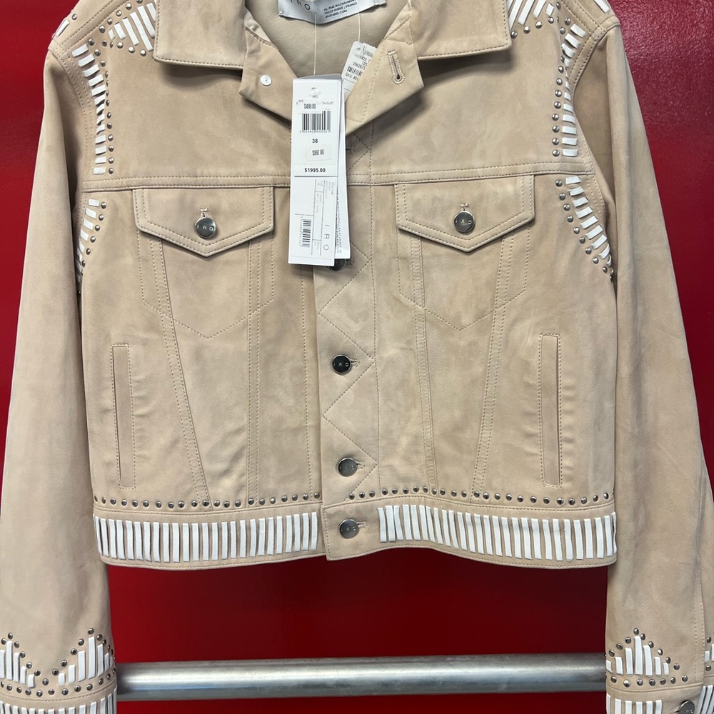 NWT IRO AUGUST LEATHER SUEDE JACKET SZ 38